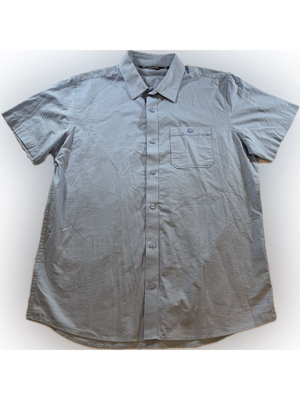 Travis Mathew Shirt Mens Light Blue Button Up Dots Short Sleeve Stretch L